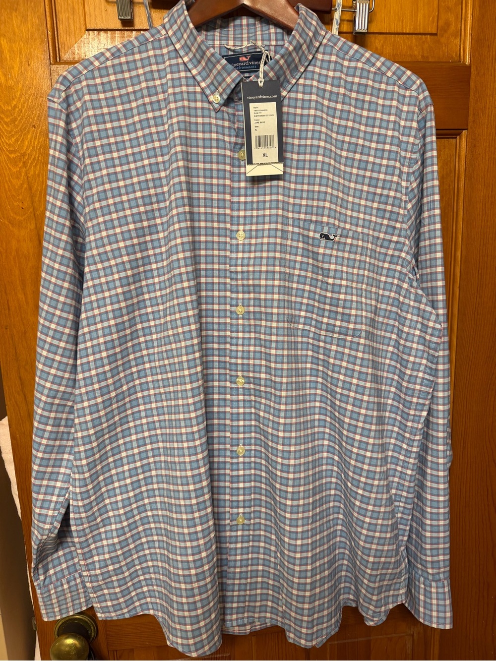 Vineyard Vines Light Blue and Pink Plaid Button-Down Shirt